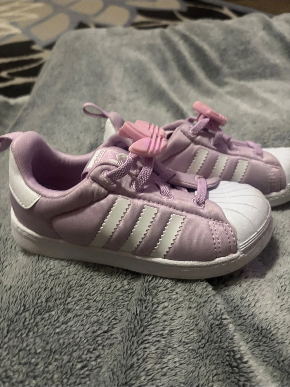 adidas Kids Pink Lace-Lock Sneakers with White Shell Toe
